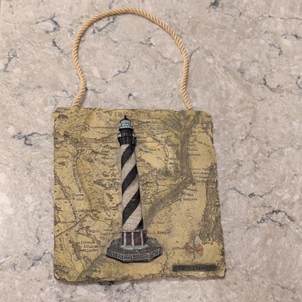 Lighthouse Map Wall Hanging OBX Cape Hatteras